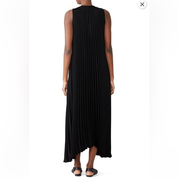 Vince Womens Black Pleated Smocked Midi Dress Sz Small Chic Minimalist Coastal - Picture 3 of 13